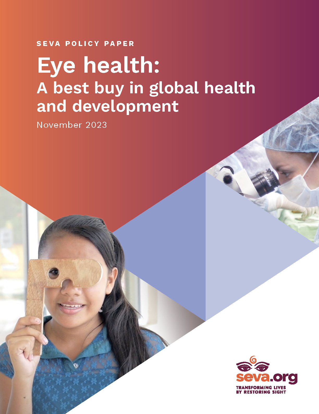 Report Cover - Eye health: A best buy in global health and development by Seva